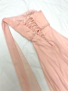 Peach One-Shoulder Gown with shawl attached