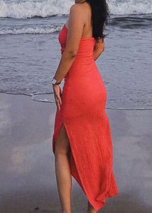 Zudio Coral Bodycon Midi Dress-small