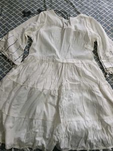 White &amp; Grey Embroidered Boho Dress