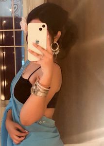 y2k fully heavy Blue Embellished Saree