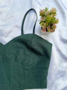 Green Plaid Crop Top