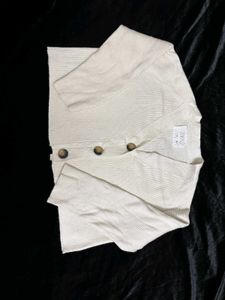 zara white Knit Cardigan