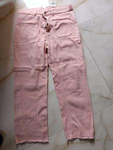 Pink Raw Hem Pants