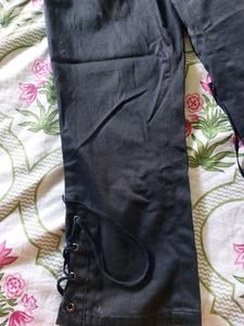 Girls Black Tie Up Lace Pants