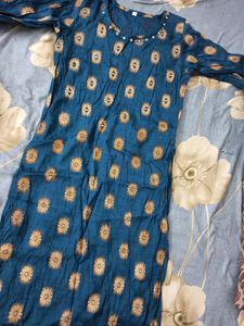 Blue Kurti Straight Kurta Size Medium