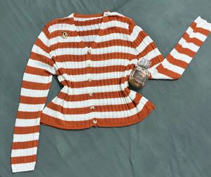 Striped Knit Cardigan+bag