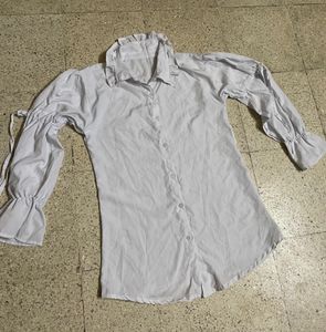White Puffed Sleeve Shirt