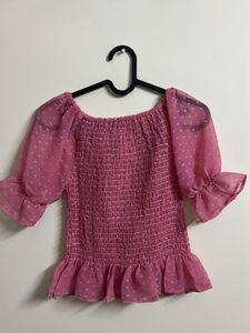 Pink Ruffle Sleeve Top