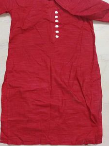 Red Mandarin Collar Shirt