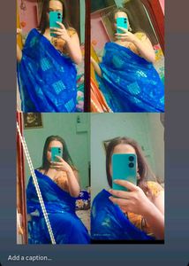 saree with a yellow stylish blouse