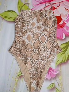 (1200)Snakeskin Print One-Piece Swimsuit