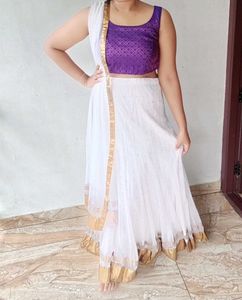 Elegant Purple &amp; White Indian Outfit