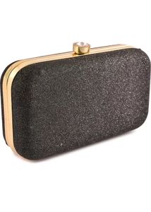 Elegant Black Glitter Clutch