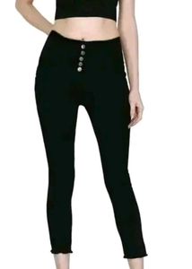 High Waist Women Black Jeans