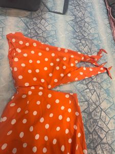 One Shoulder Polka Dot Knot Dress