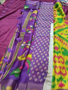 Elegant Yellow &amp; Purple Saree