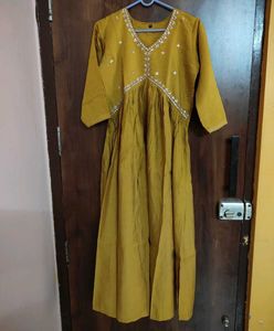 Elegant Mustard Anarkali Dress
