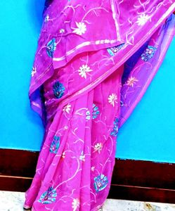 Pink Floral Saree