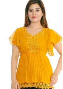 Yellow Top with Lace Detail