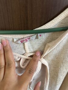 Cute Beige Cold Shoulder Top