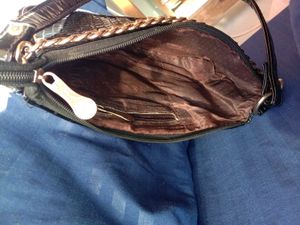 Black Croc Embossed Chain Shoulder Bag
