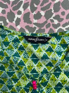 Jaipur Kurti Women Blue &amp; Green Printed “S” Size