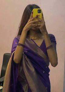 Elegant Deep Rich Purple &amp; Gold Saree