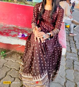 Brown Anarkali With Scrunchy