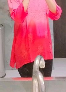 Pink Embroidered Kurta/Top
