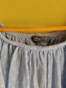Bershka Blue Off-Shoulder Top