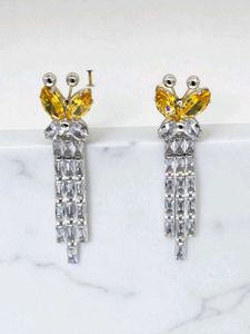 Butterfly Rhinestone Dangle Earrings