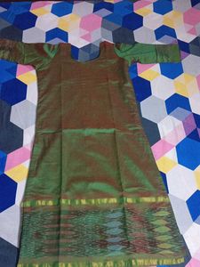 Elegant Green silk pochampalli border kurta