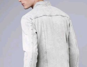 Men Grey  Highlander Washed Denim Jacket