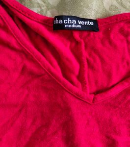 Elegant Red Bell-Sleeve Top