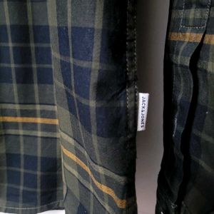 Jack &amp; jones Olive Green Plaid Shirt