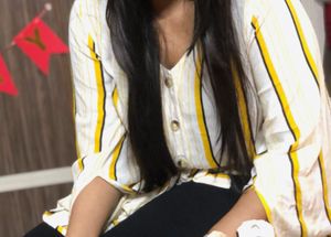 Striped yellow and white top
