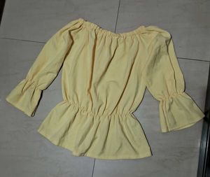 Yellow Off-Shoulder Peplum Top