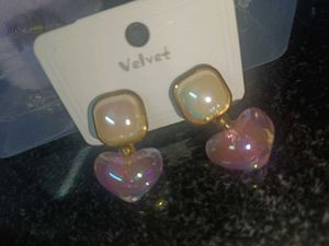 Cute White Pink Earrings