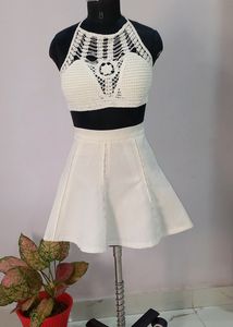White Crochet Padded Beach Wear Bralette