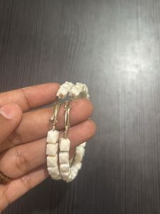 White Geometric Hoop Earrings
