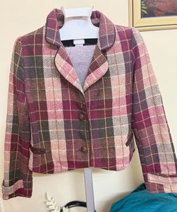 Vintage Plaid Cropped Blazer