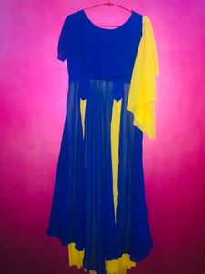 Georgette Long Frock With Cape (Fixed Rate)