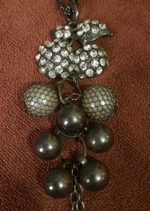Vintage Silver-Tone Ball &amp; Rhinestone Pendant