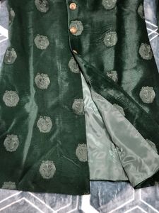 Men Sherwani Green Indo-Western Jacket 36inch
