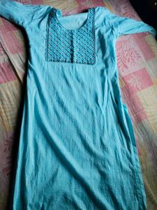 Sky Blue Colour Kurtii With Embroidery Design