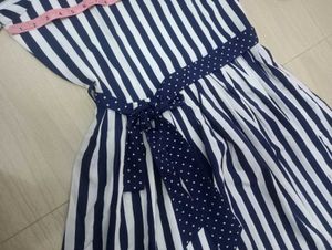 Blue &amp; White Striped Fit &amp; Flare Dress