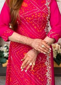 Pink Bandhani Kurta Set available in 3 color