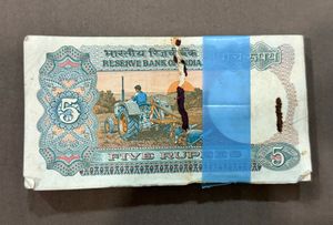 Vintage 5 Rupee Note Bundle Signed By R.N.Malhotra