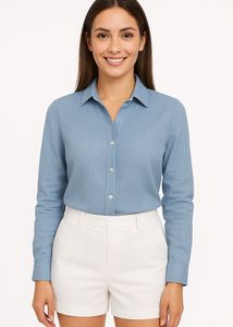 H&amp;M oversized light blue iron shirt