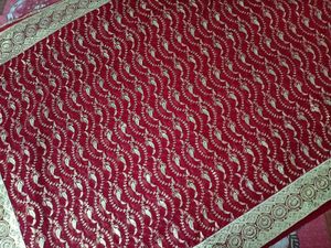 🌹Red & Gold✨ Premium Embroidered Fabric